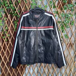 Vintage Y2K brave soul London 2000s leather striped jacket